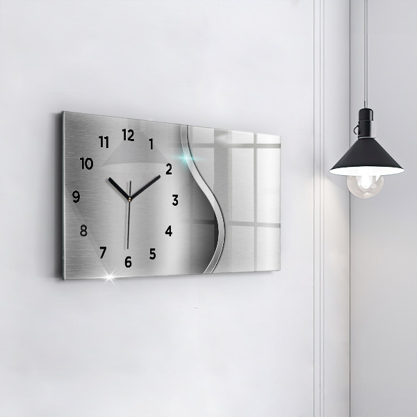 Horizontale Uhr mit motiv Graues Metall Abstraktion
