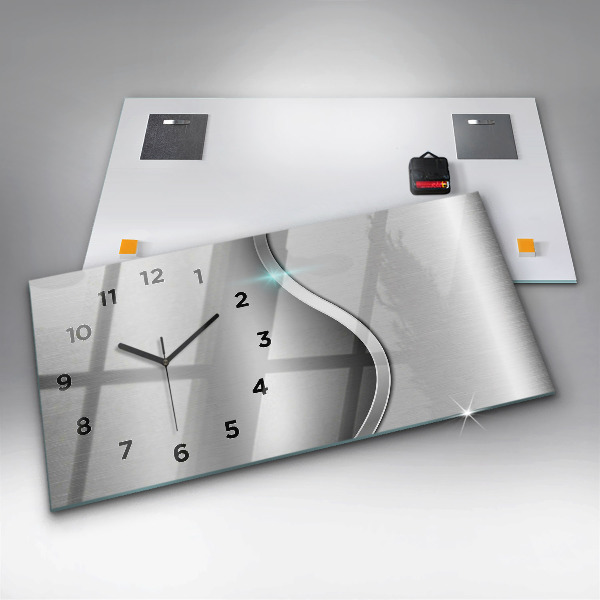 Horizontale Uhr mit motiv Graues Metall Abstraktion