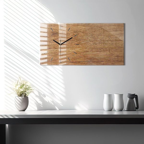 Horizontale Uhr mit motiv Helles Holz
