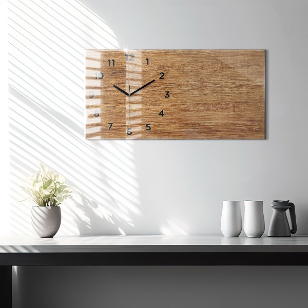 Horizontale Uhr mit motiv Helles Holz