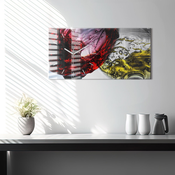 Horizontale Uhr mit motiv Weingläser