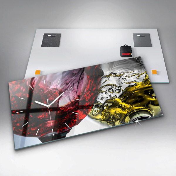 Horizontale Uhr mit motiv Weingläser