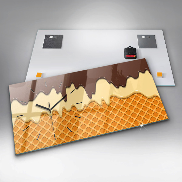 Horizontale Uhr mit motiv Waffel und Eiscreme