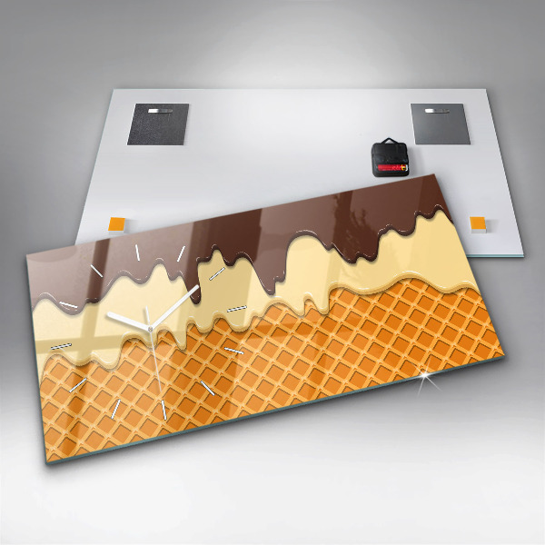 Horizontale Uhr mit motiv Waffel und Eiscreme