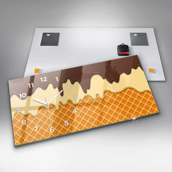 Horizontale Uhr mit motiv Waffel und Eiscreme