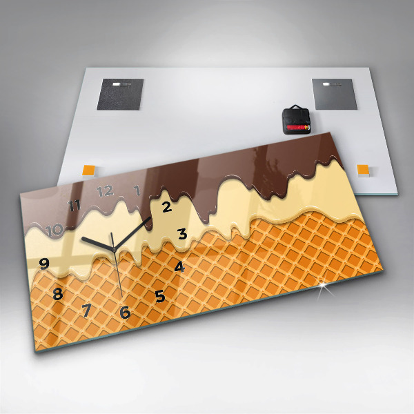 Horizontale Uhr mit motiv Waffel und Eiscreme