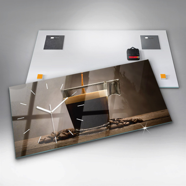 Horizontale Uhr mit motiv Becher mit Kaffee