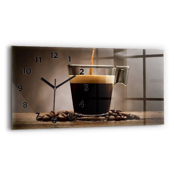 Horizontale Uhr mit motiv Becher mit Kaffee