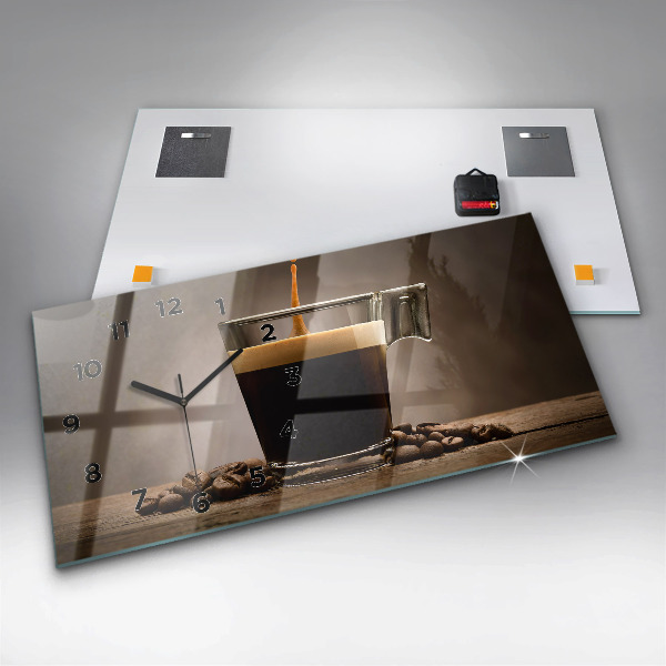 Horizontale Uhr mit motiv Becher mit Kaffee