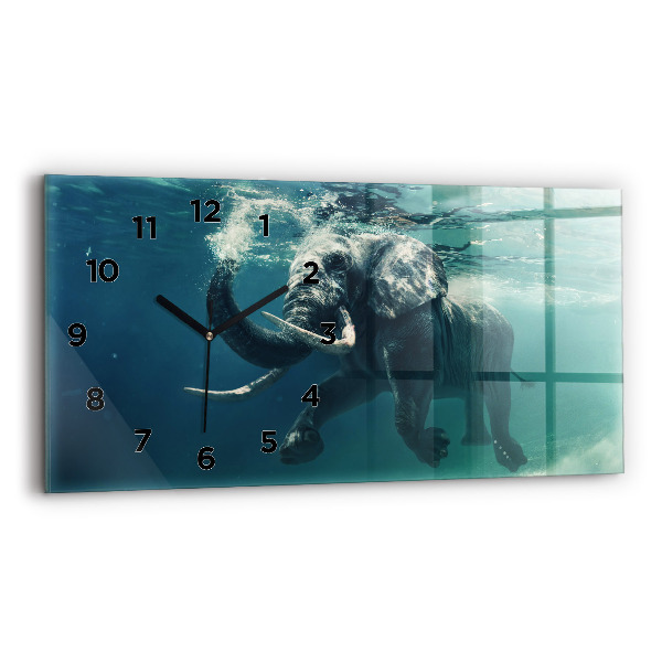 Horizontale Uhr mit motiv Schwimmender Elefant im Ozean