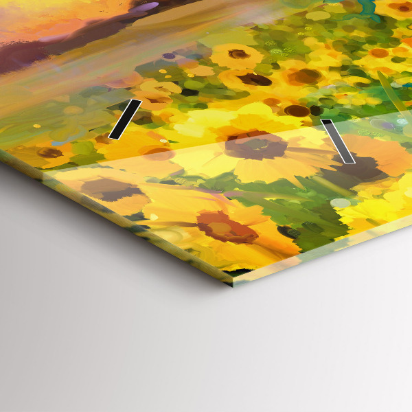 Horizontale Uhr Feld mit Sonnenblumen