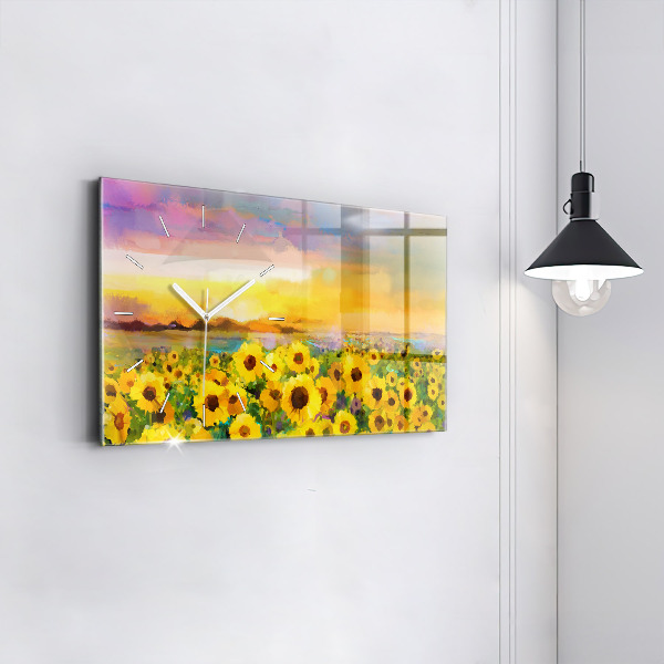 Horizontale Uhr Feld mit Sonnenblumen