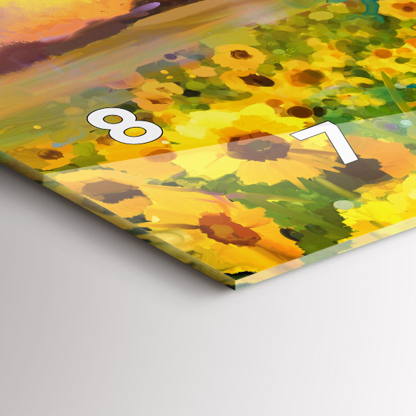 Horizontale Uhr Feld mit Sonnenblumen