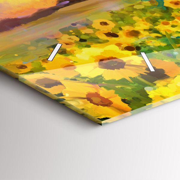 Horizontale Uhr Feld mit Sonnenblumen