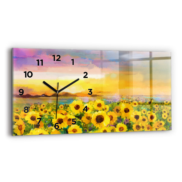 Horizontale Uhr Feld mit Sonnenblumen