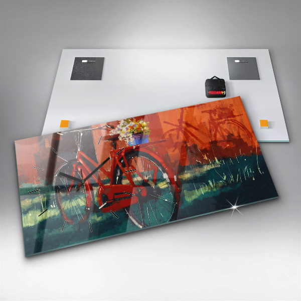 Horizontale Uhr Gemaltes Fahrrad