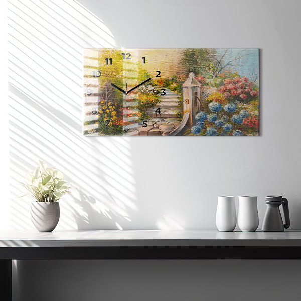 Horizontale Uhr mit motiv Ölkomposition in einem Wald