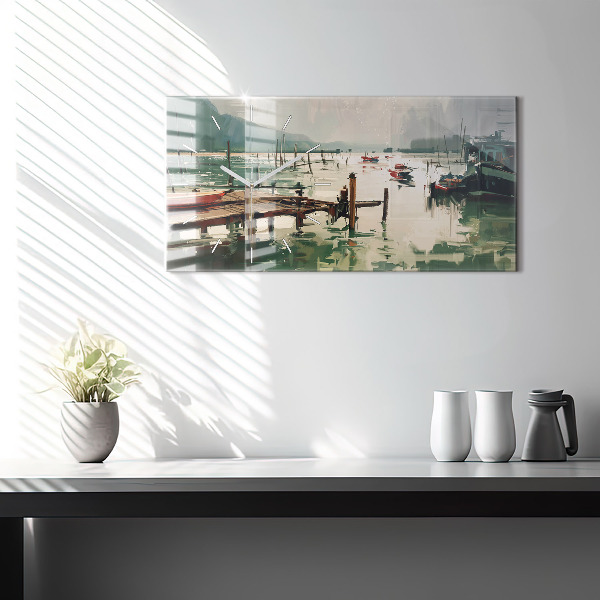 Horizontale Uhr Fischerboote im Hafen