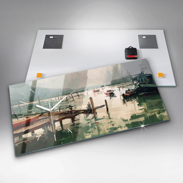 Horizontale Uhr Fischerboote im Hafen