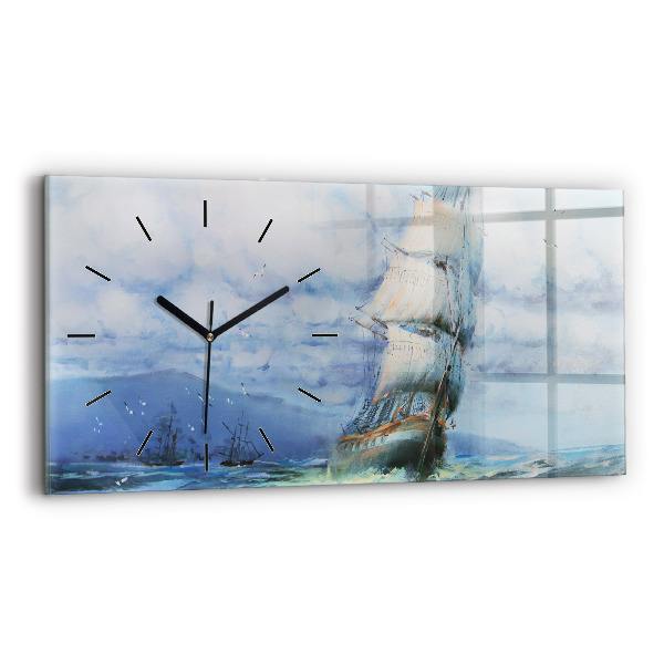 Horizontale Uhr mit motiv Schiff auf dem Wasser
