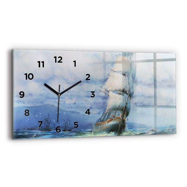 Horizontale Uhr mit motiv Schiff auf dem Wasser