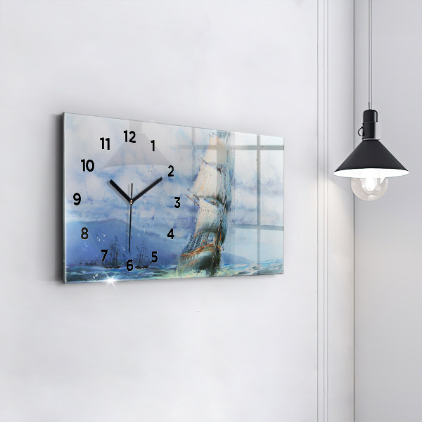 Horizontale Uhr mit motiv Schiff auf dem Wasser