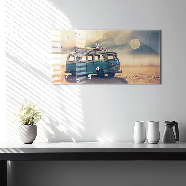 Horizontale Uhr mit motiv Camper am Strand