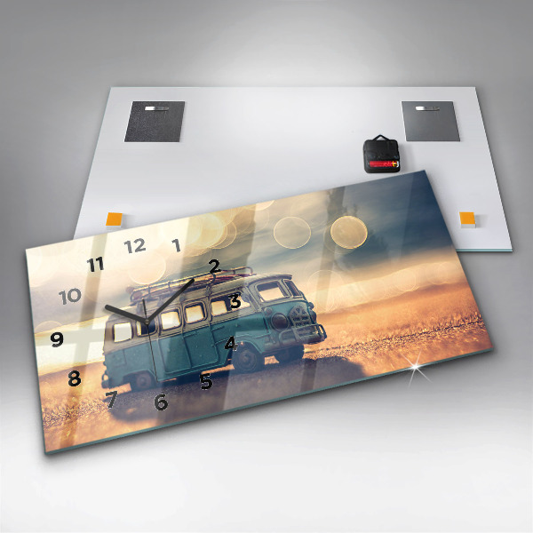 Horizontale Uhr mit motiv Camper am Strand