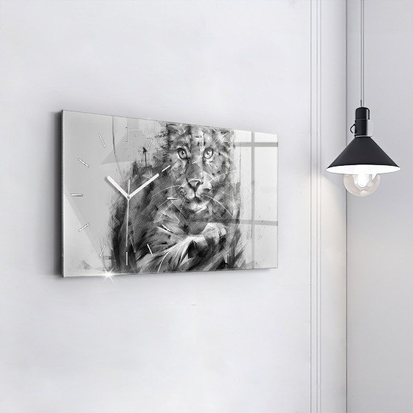 Horizontale Uhr mit motiv Gemalter Löwe