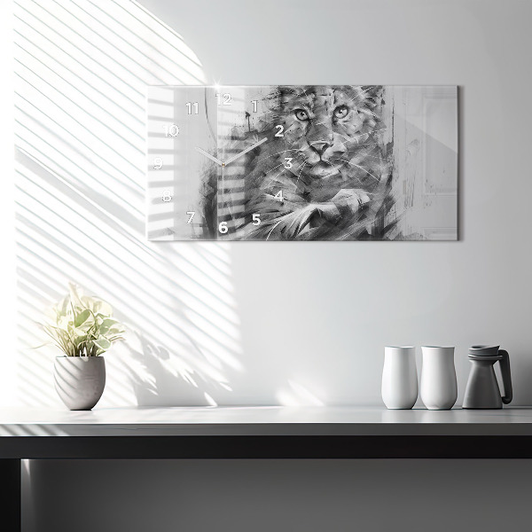 Horizontale Uhr mit motiv Gemalter Löwe