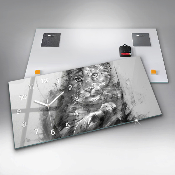 Horizontale Uhr mit motiv Gemalter Löwe