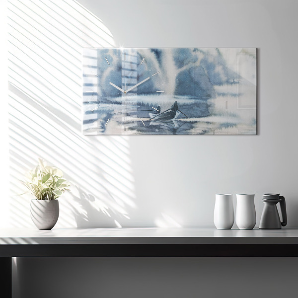 Horizontale Uhr mit motiv Winter See Boot