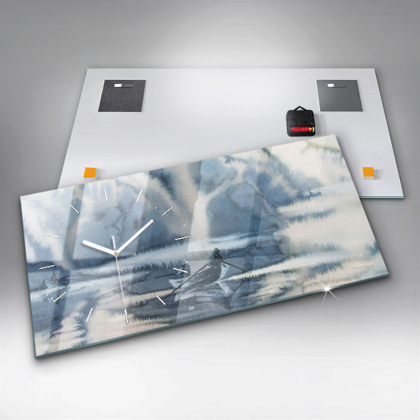 Horizontale Uhr mit motiv Winter See Boot