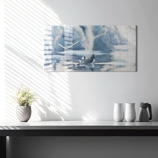 Horizontale Uhr mit motiv Winter See Boot