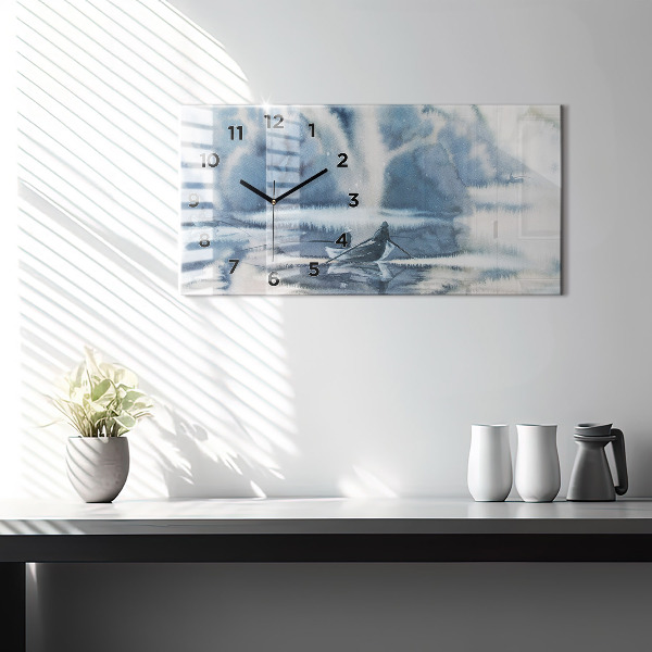 Horizontale Uhr mit motiv Winter See Boot
