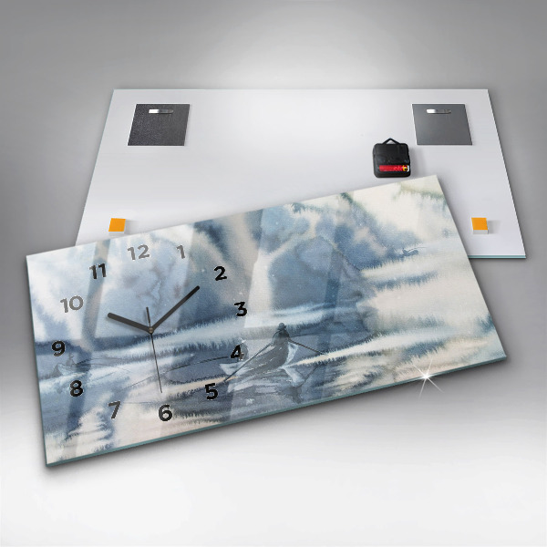 Horizontale Uhr mit motiv Winter See Boot