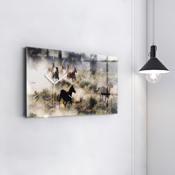 Horizontale Uhr mit motiv Herde von rasenden Pferden