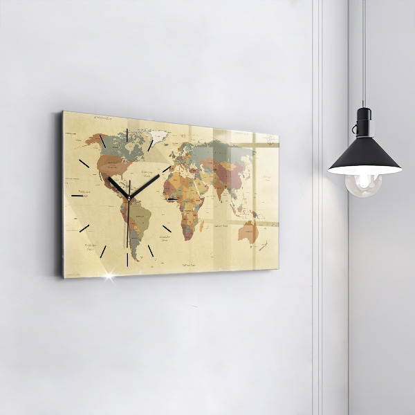 Horizontale Uhr mit motiv Weltkarte im Vintage-Stil
