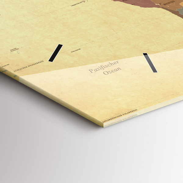 Horizontale Uhr mit motiv Weltkarte im Vintage-Stil