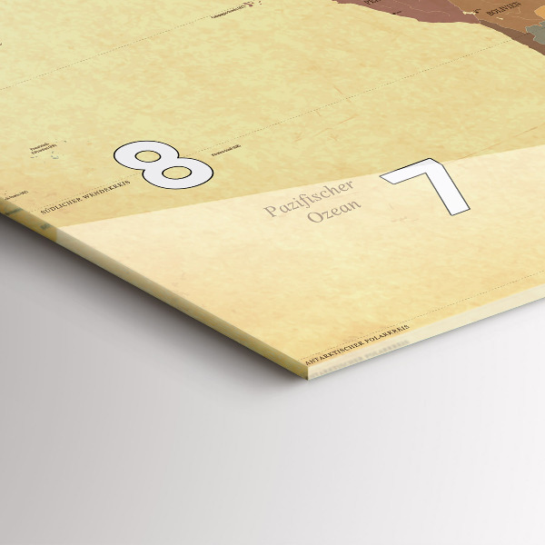 Horizontale Uhr mit motiv Weltkarte im Vintage-Stil