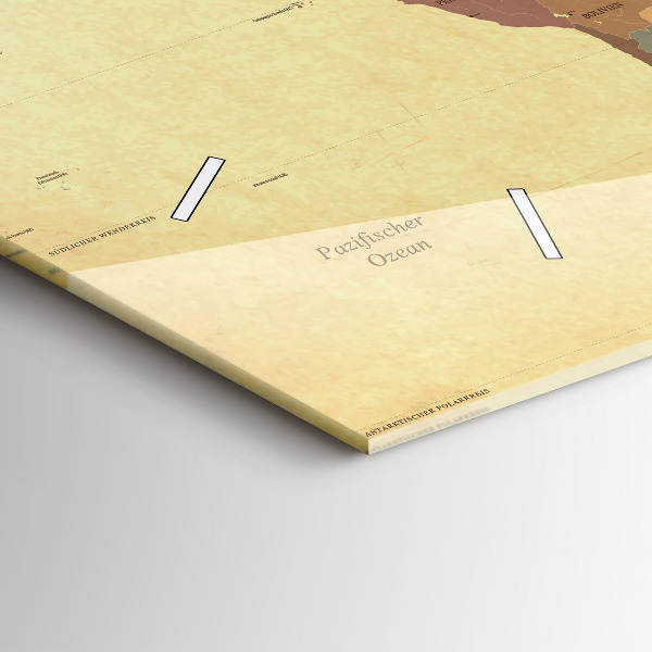 Horizontale Uhr mit motiv Weltkarte im Vintage-Stil