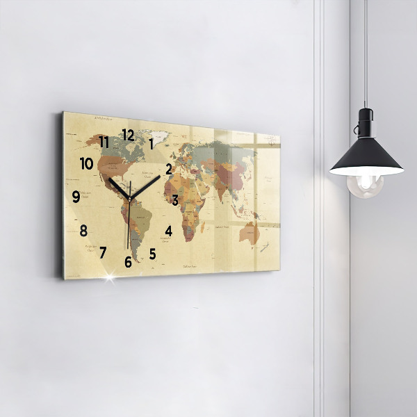 Horizontale Uhr mit motiv Weltkarte im Vintage-Stil