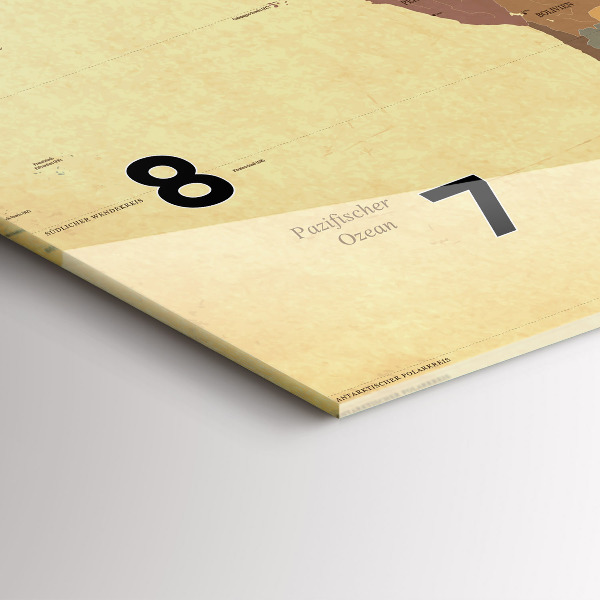 Horizontale Uhr mit motiv Weltkarte im Vintage-Stil