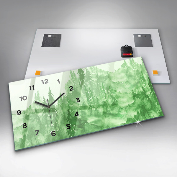 Horizontale Uhr mit motiv Gemälde eines grünen Waldes
