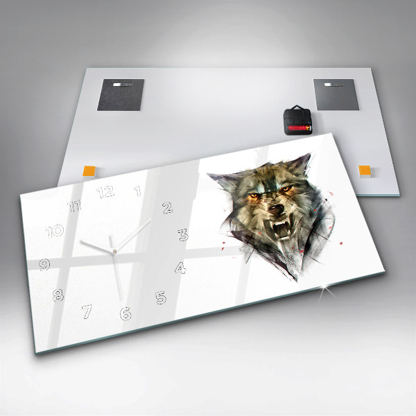 Horizontale Uhr Gezeichnetes Porträt eines Wolfes