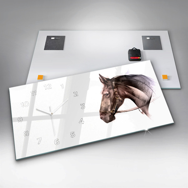 Horizontale Uhr Gemaltes Profil eines Pferdes