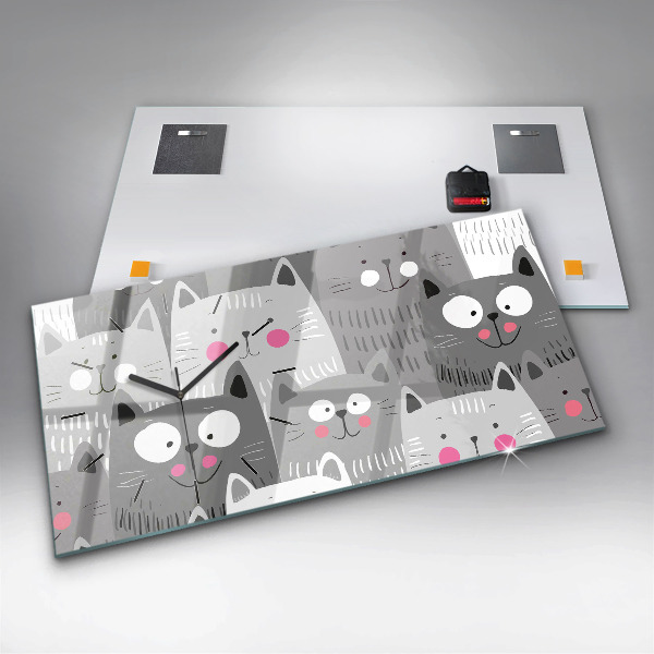 Horizontale Uhr Muster mit Katzen