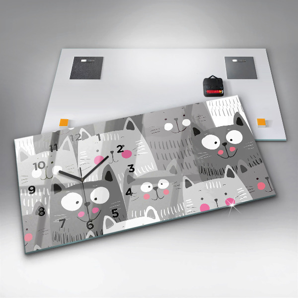 Horizontale Uhr Muster mit Katzen