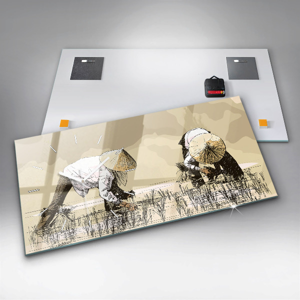 Horizontale Uhr mit motiv Frau pflückt Reis