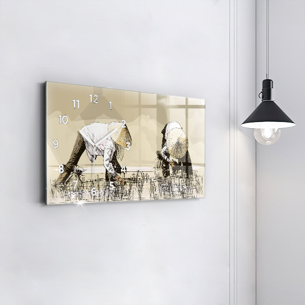 Horizontale Uhr mit motiv Frau pflückt Reis